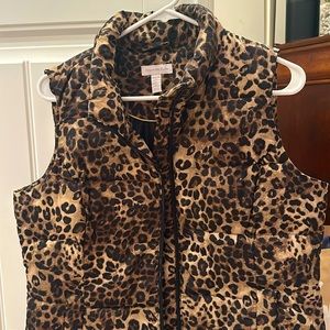 Leopard print puffy fashion vest